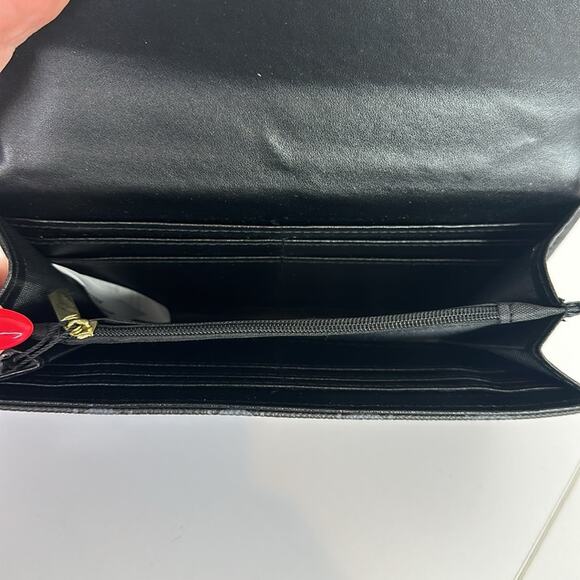 VERA NEW YORK Black With Gold Flap Over‎ Flocking Signature Wallet One Size - Picture 7 of 8